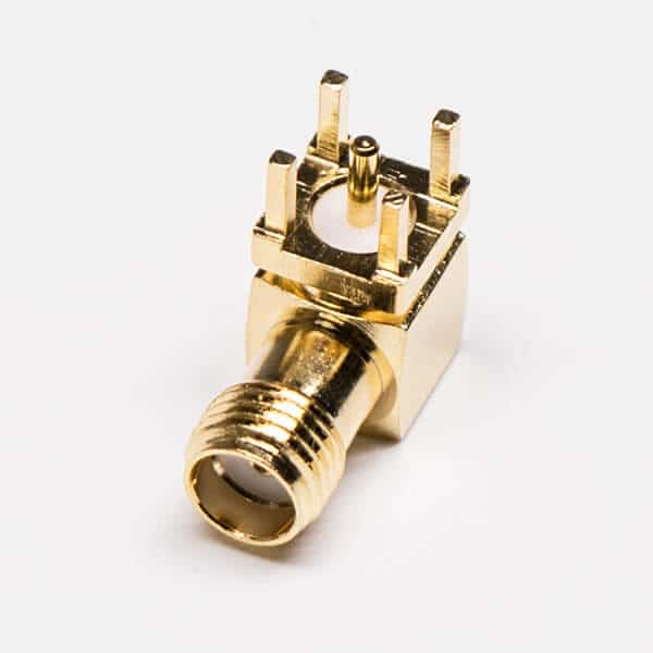 4-2 sma母連接器90度彎式鍍金插孔接PCB板